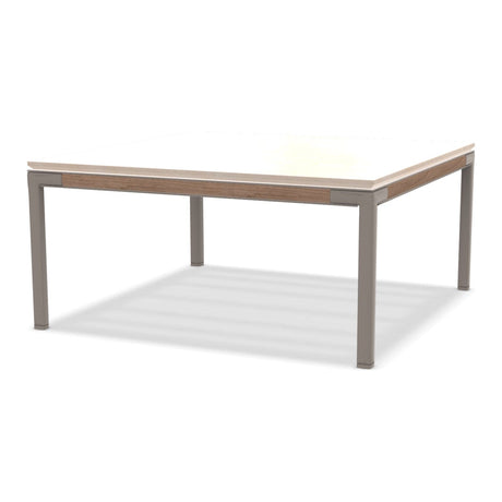 Ethimo Baia Table basse 90x90cm h:43cm Alu Silver + Teak Travertino Matt 