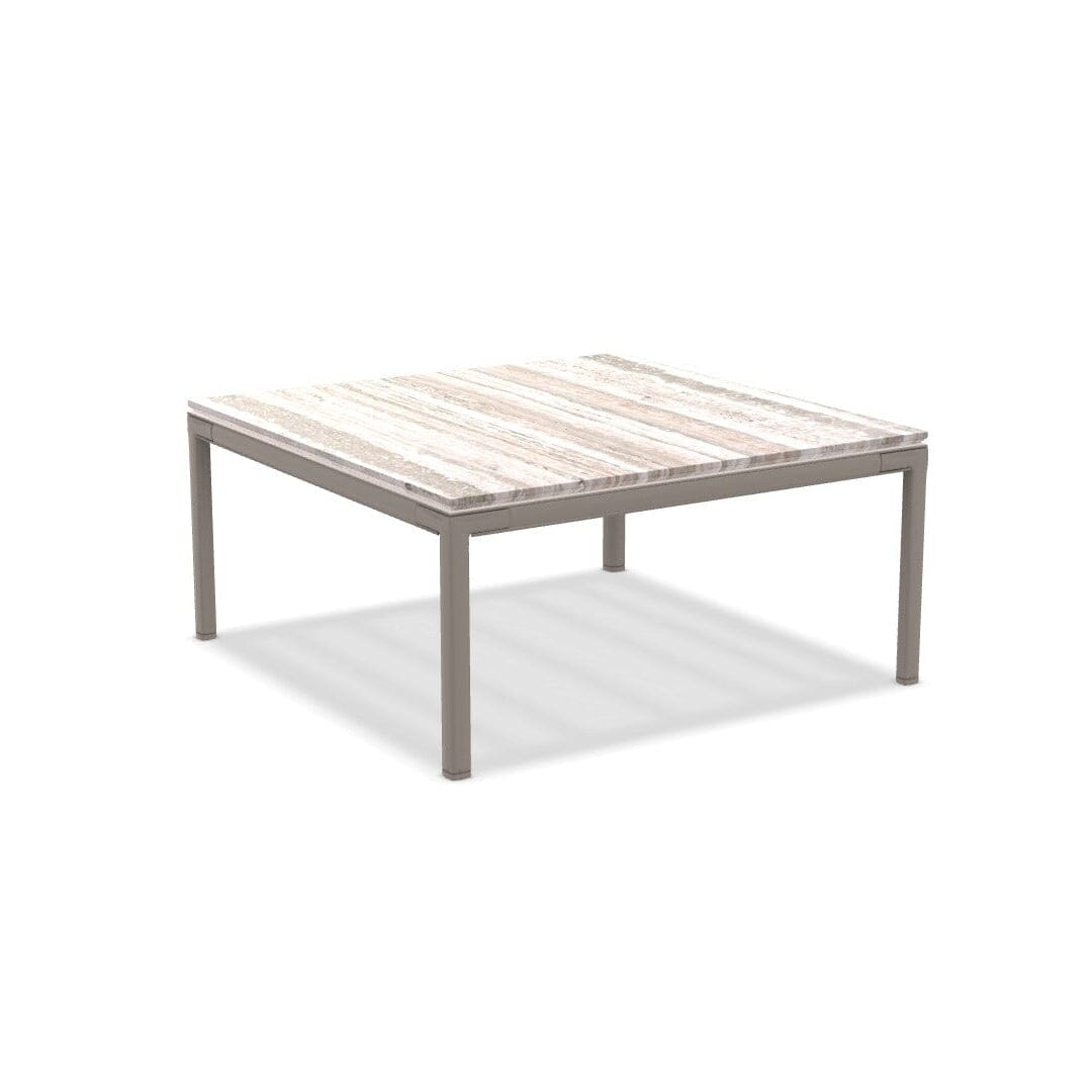 Ethimo Baia Table basse 90x90cm h:43cm Alu Silver Travertino Silver 