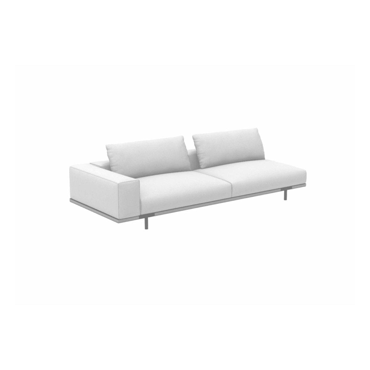 Ethimo Costiera Module de fin XL Droite Alu Limestone White + Teak Nature White