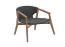 Ethimo Knit Fauteuil Lounge bas dossier Natural Teak + Rope Lava Grey 
