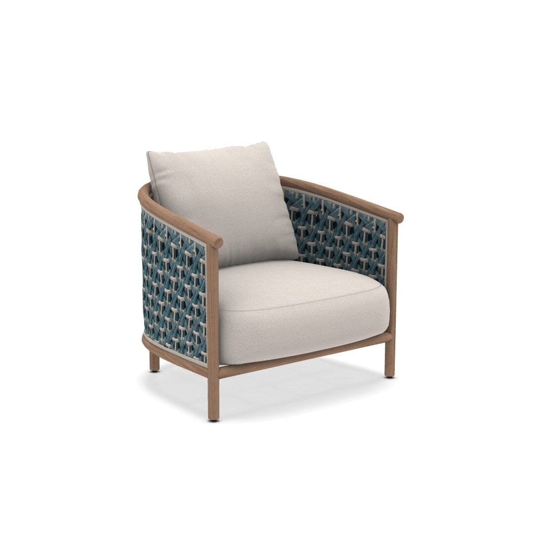 Ethimo Patio Fauteuil Club Lounge, coussins non inclus Natural Teak + Laguna Rope 