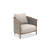 Ethimo Patio Fauteuil Club Lounge, coussins non inclus Natural Teak + Light Grey Rope 