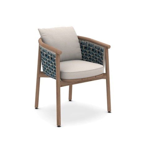 Ethimo Patio Fauteuil repas, coussins non inclus Natural Teak + Rope Light Grey 