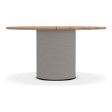 Ethimo Patio Table repas Ø140cm h:72cm Rope Light Grey - Natural Teak 