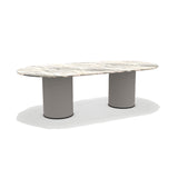 Ethimo Patio Table repas ovale 240x120cm h:72cm Rope Light Grey - Cipollino Marble 