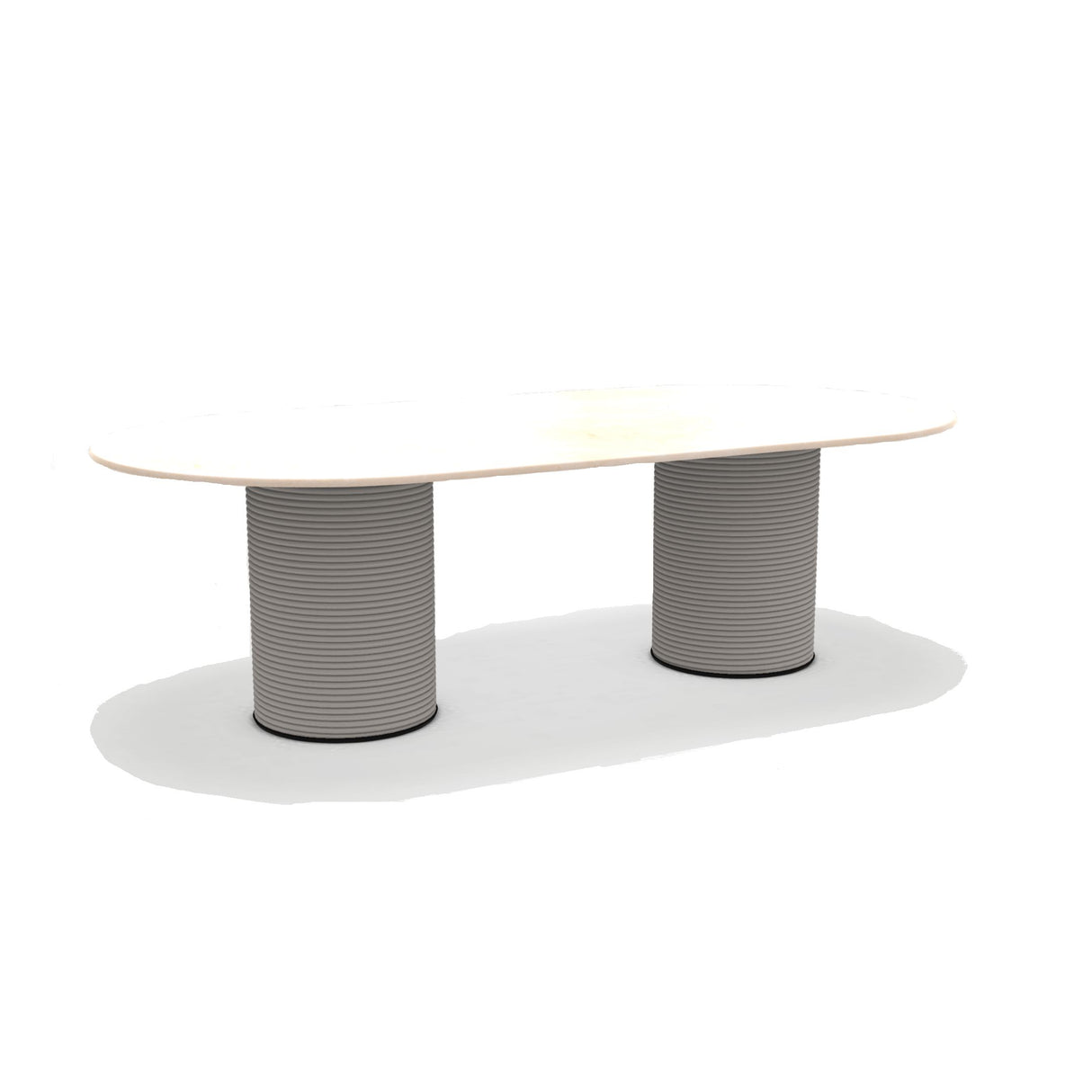 Ethimo Patio Table repas ovale 240x120cm h:72cm Rope Light Grey - Travertino Glossy 