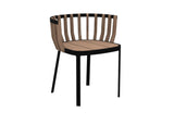 Ethimo Swing Fauteuil repas, coussins en sus Natural Teak Sepia Black 