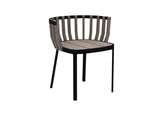 Ethimo Swing Fauteuil repas, coussins en sus Pickled Teak Sepia Black 