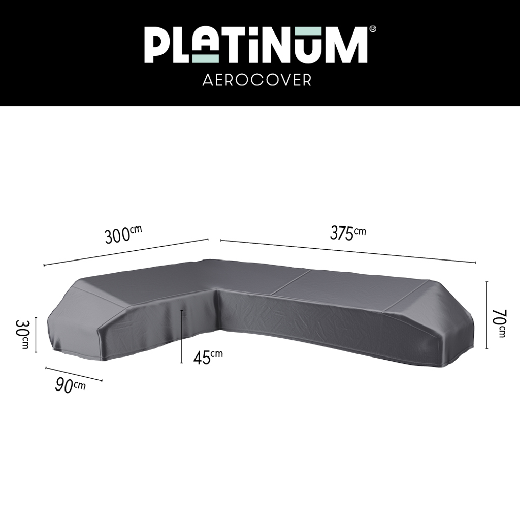 Platinum AeroCover Housse de protection pour salon d'angle Lounge à plateforme forme L Gauche 375x300x90cm H:30/45/70cm