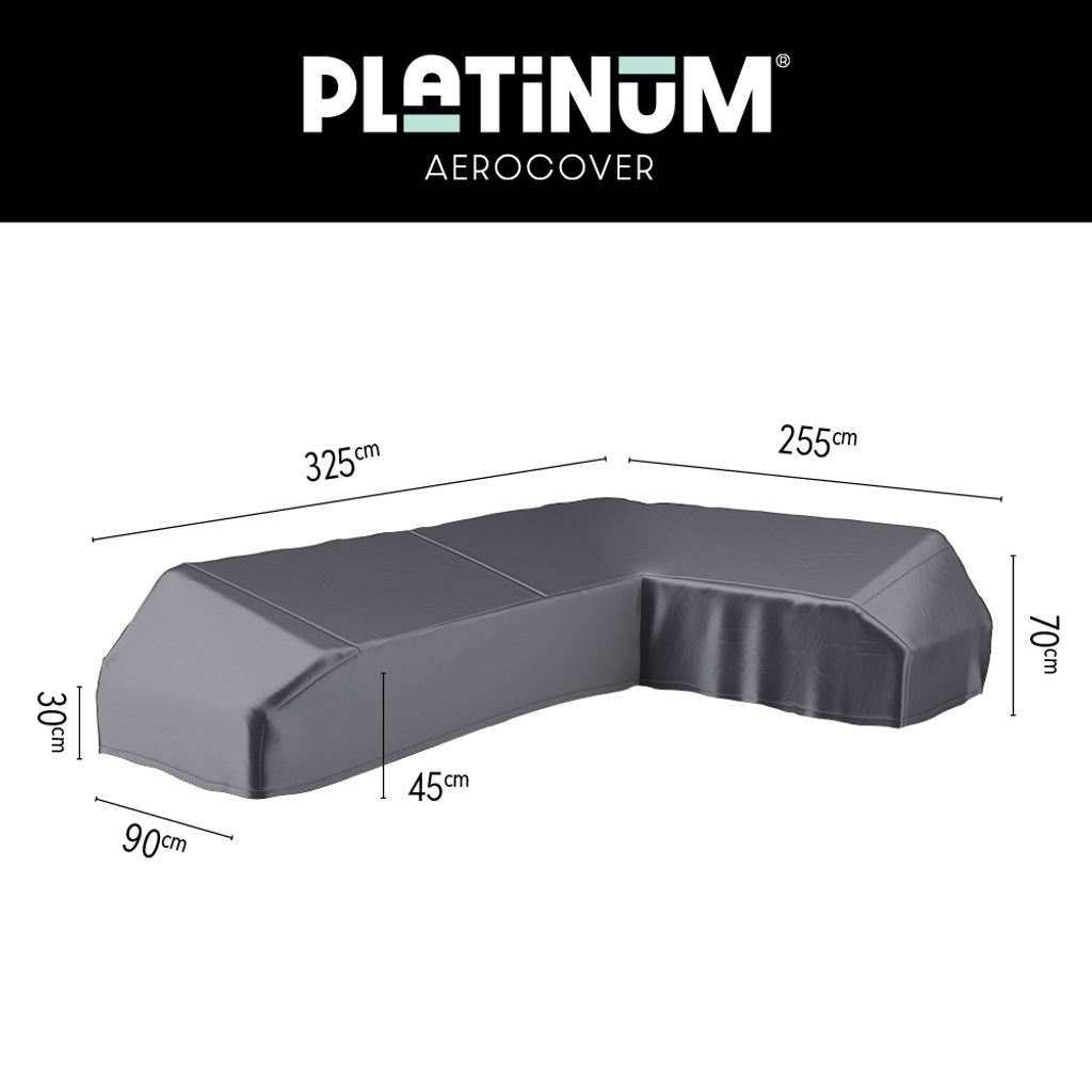 Platinum AeroCover Housse de protection pour salon d'angle Lounge à plateforme forme L Droite 325x255x90cm H:30/45/70cm