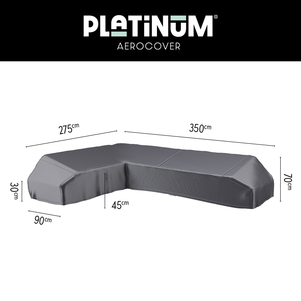 Platinum AeroCover Housse de protection pour salon d'angle Lounge à plateforme forme L Gauche 350x275x90cm H:30/45/70cm