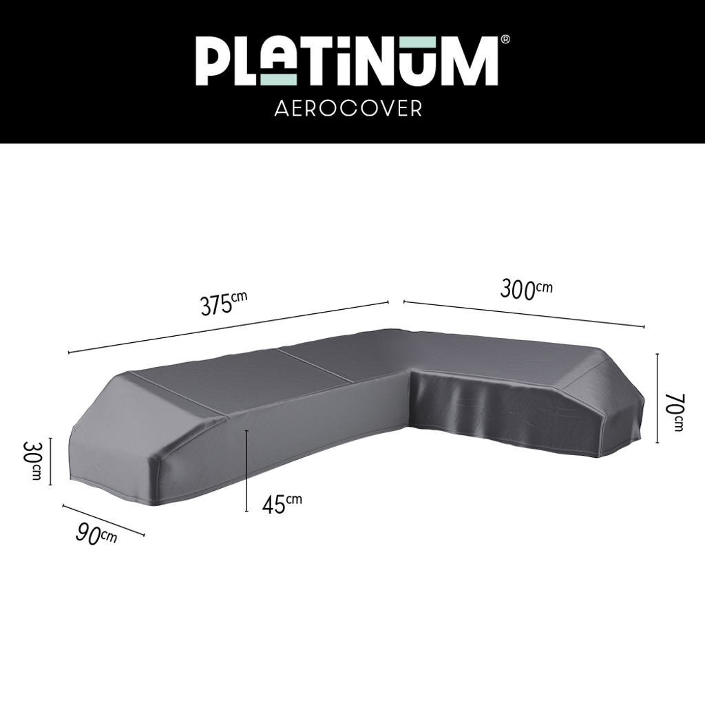 Platinum AeroCover Housse de protection pour salon d'angle Lounge à plateforme forme L Droite 375x300x90cm H:30/45/70cm