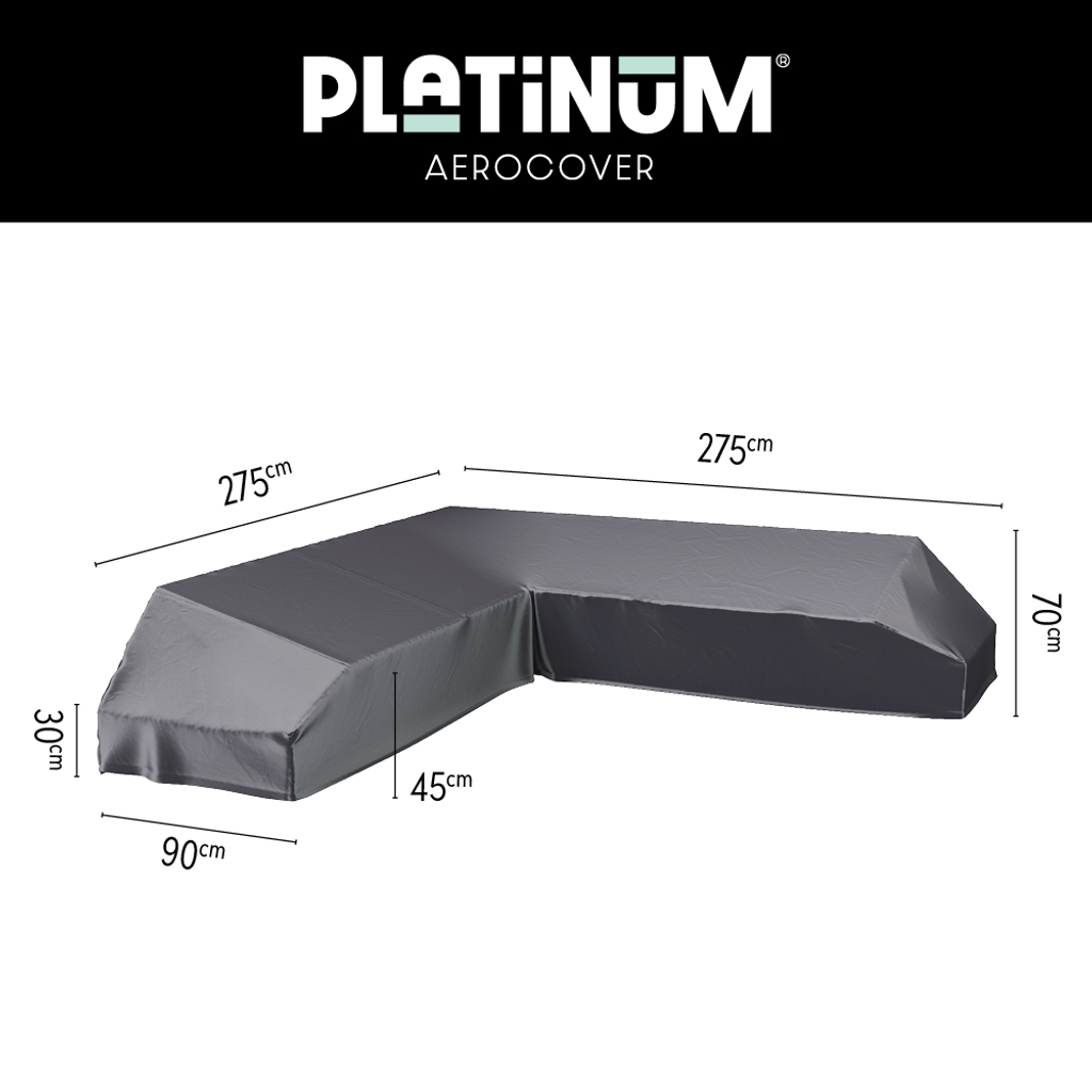 Platinum AeroCover Housse de protection pour salon d'angle Lounge à plateforme forme L 275x275x90cm H:30/45/70cm