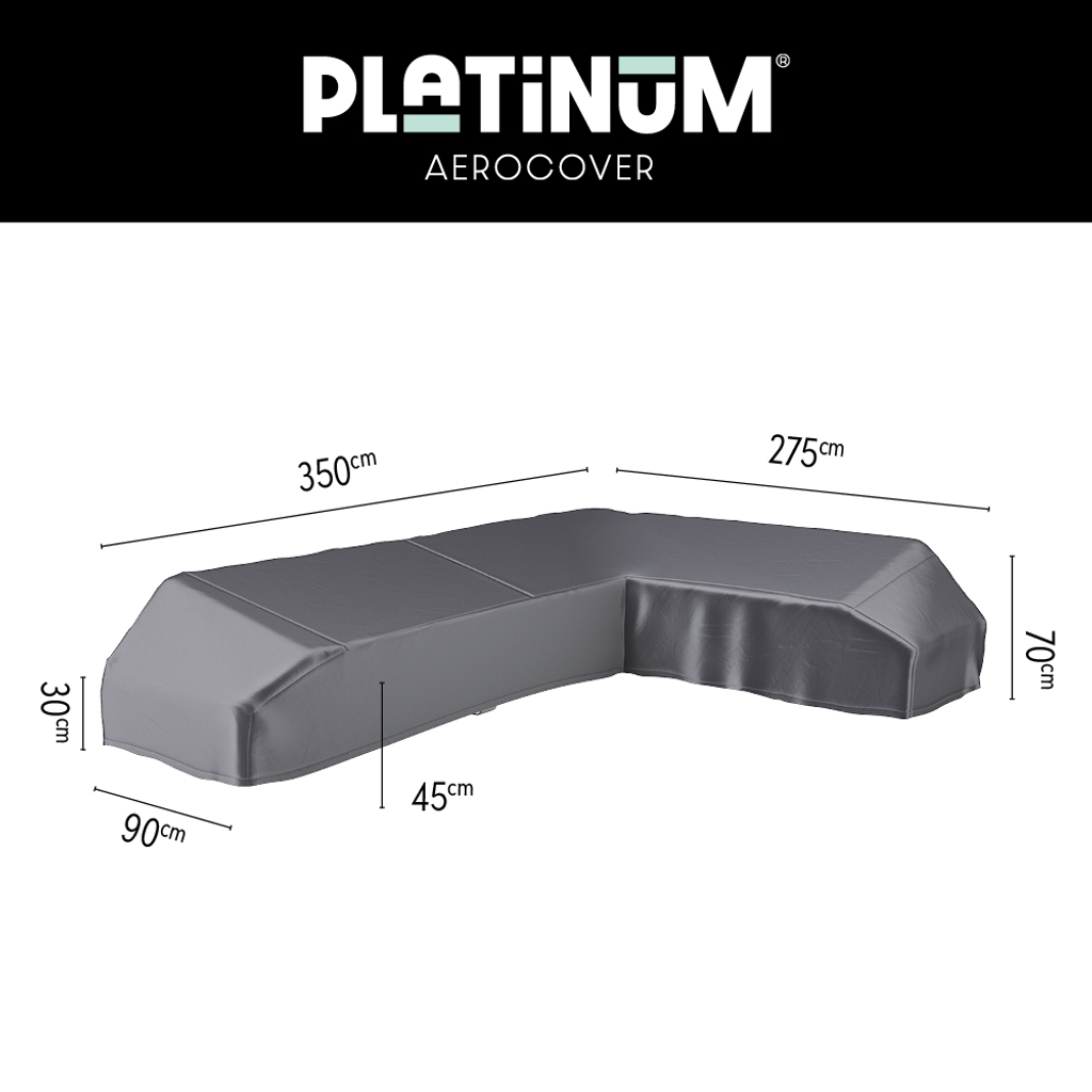 Platinum AeroCover Housse de protection pour salon d'angle Lounge à plateforme forme L Droite 350x275x90cm H:30/45/70cm