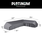 Platinum AeroCover Housse de protection pour salon d'angle Lounge à plateforme forme L Droite 350x275x90cm H:30/45/70cm