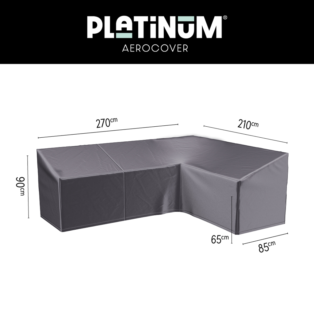 Platinum AeroCover Housse de protection pour salon d'angle Lounge forme L Droite Haut dossier 270x210x85cm H:65/90cm