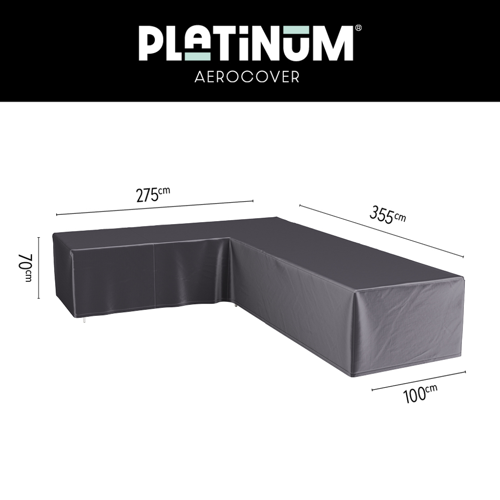 Platinum AeroCover Housse de protection pour salon d'angle Lounge forme L Gauche 355x275x100cm H:70cm
