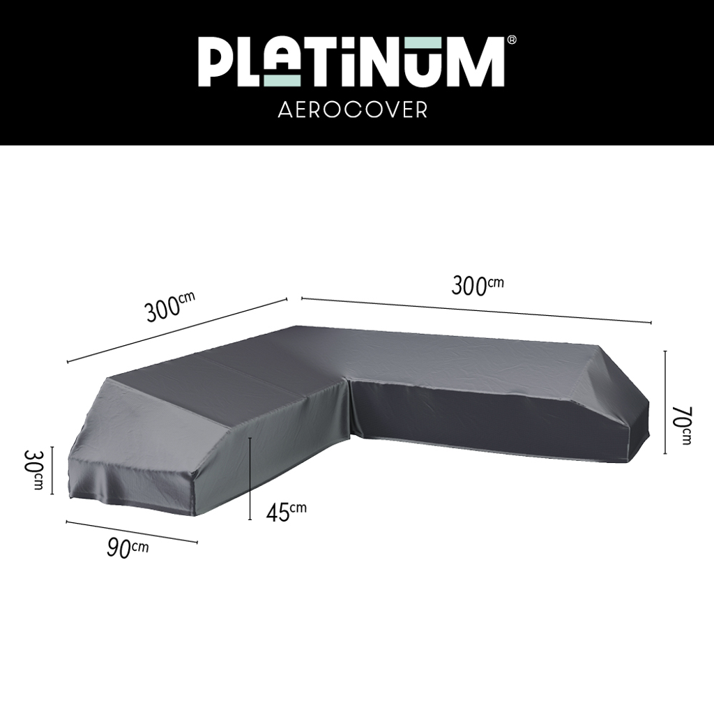 Platinum AeroCover Housse de protection pour salon d'angle Lounge à plateforme forme L 300x300x90cm H:30/45/70cm