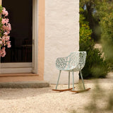 Fast Forest Iroko Fauteuil Rocking Chair à bascule avec pieds en bois 