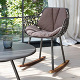 Fast Forest Iroko Fauteuil Rocking Chair à bascule avec pieds en bois 