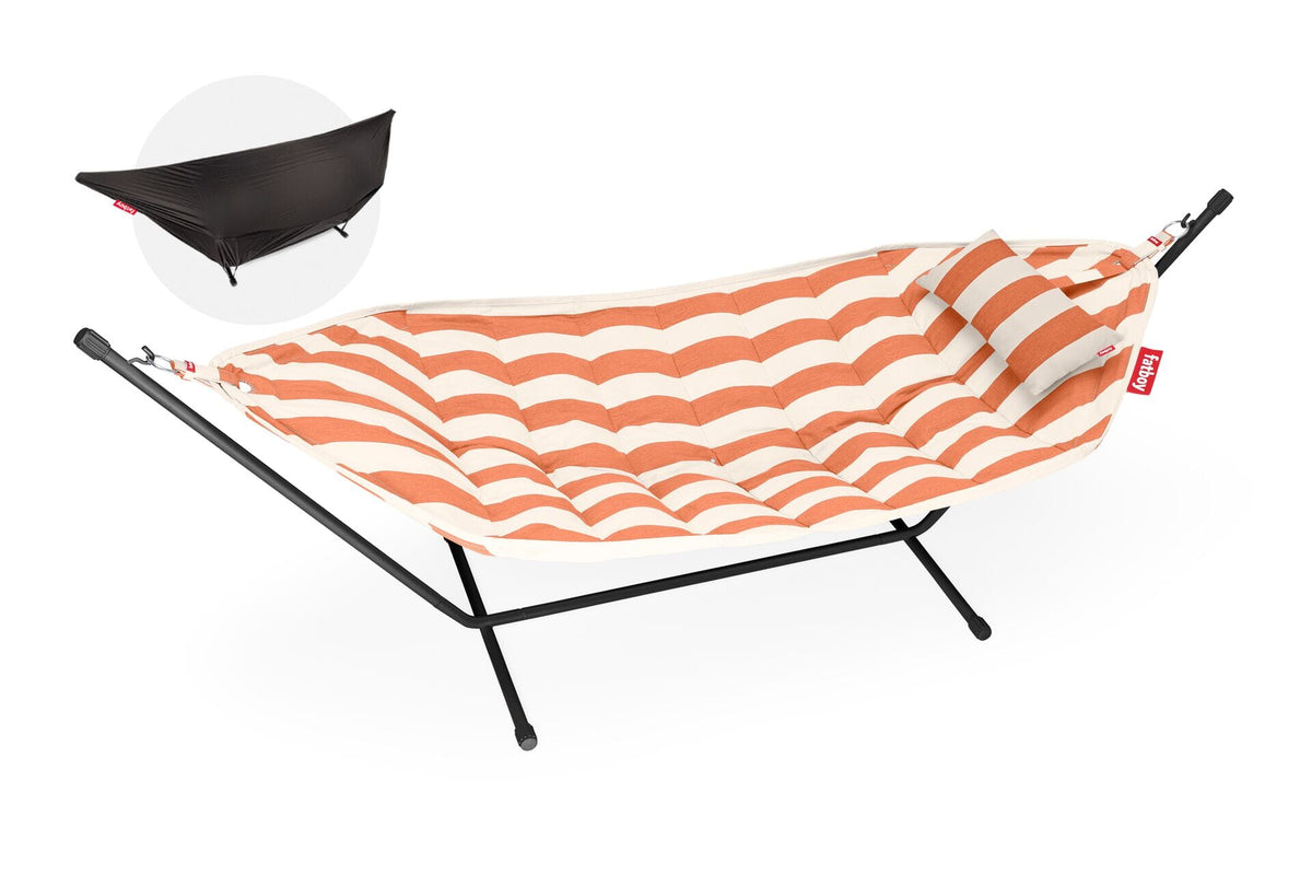 Fatboy Headdemock Superb Deluxe Hamac Outdoor avec structure, têtière et housse de protection Stripe Orange Creme Olefin (délai de livraison: fin novembre) 