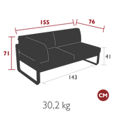 Fermob Bellevie Module d'angle - gauche 2 places 