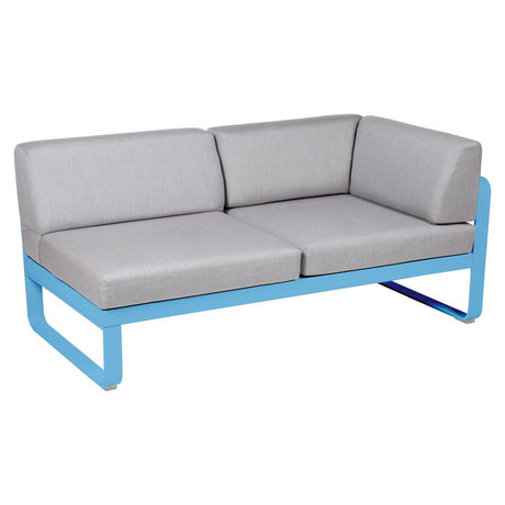 Fermob Bellevie Module d'angle - gauche 2 places Bleu maya E1 Gris flanelle 79 