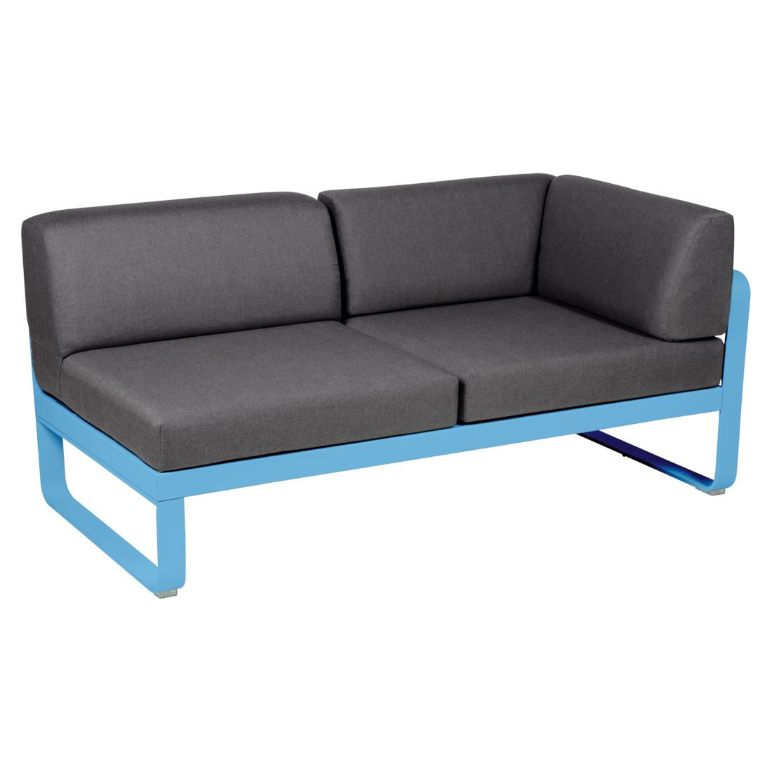 Fermob Bellevie Module d'angle - gauche 2 places Bleu maya E1 Gris graphite A3 
