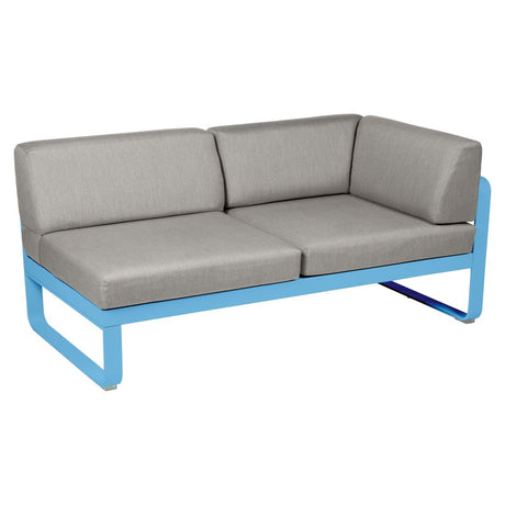 Fermob Bellevie Module d'angle - gauche 2 places Bleu maya E1 Taupe grisé B8 