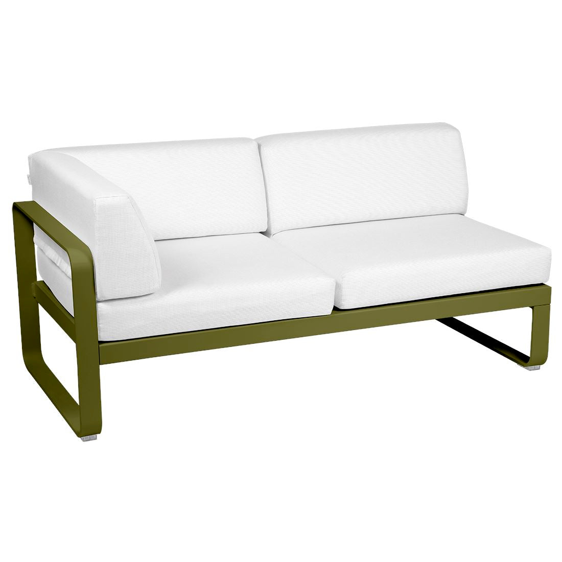Fermob Bellevie Module d'angle - gauche 2 places Pesto D3 Blanc grisé 81 