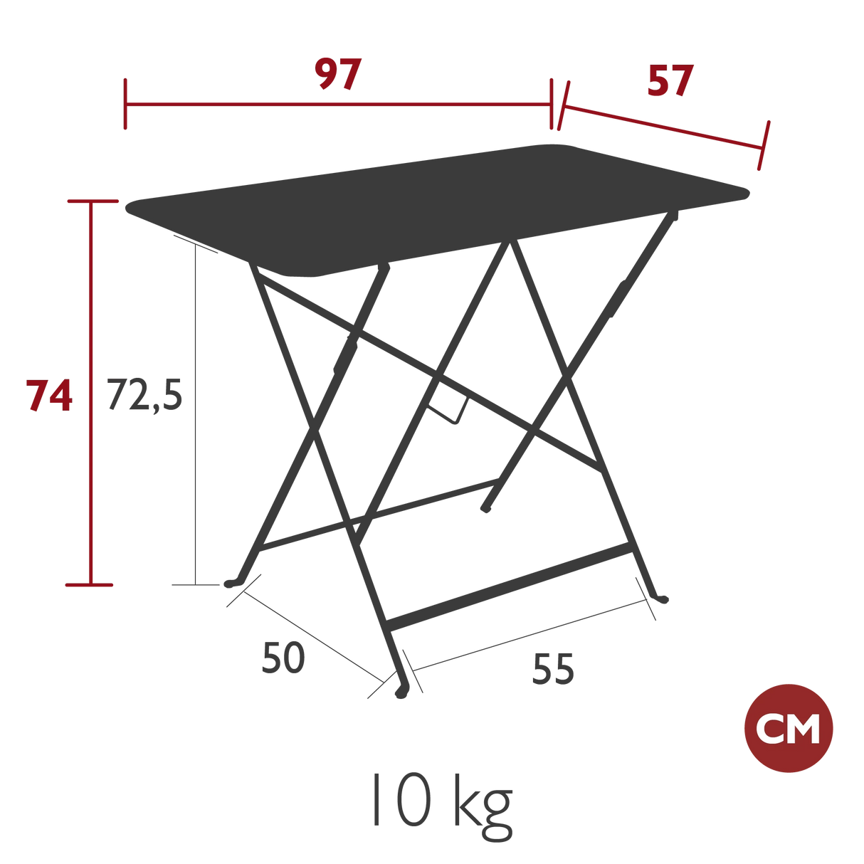 Fermob Bistro lot de 2 Chaises métal, 1 banquette et 1 table 97 x 57cm Coloris aléatoires 