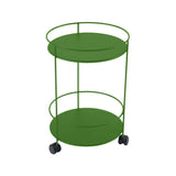 Fermob Guinguette Guéridon à roulettes double plateau plein Vert croquant G7 