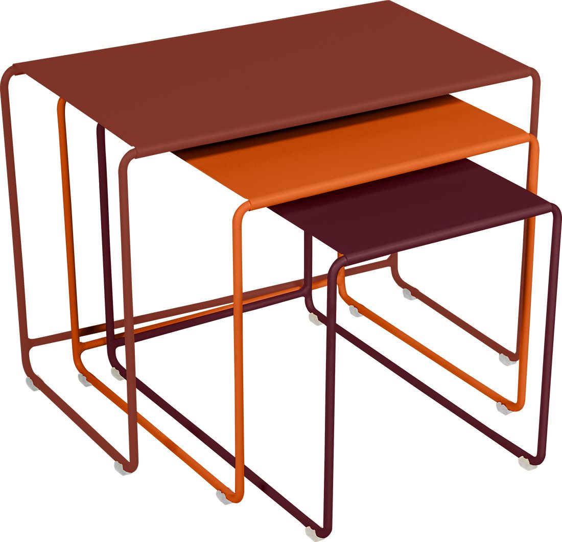 Fermob Oulala Trilogie de Tables basses Gigognes Ocre Rouge / Orange Confite / Cerise Noire 