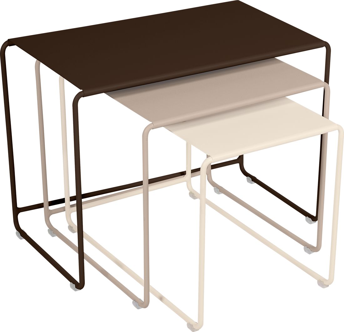 Fermob Oulala Trilogie de Tables basses Gigognes Tonka / Muscade / Beige latte 