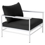 Fermob Rivage Fauteuil bas Blanc coton 01 Natté Sunbrella Gris Nuit M01282 