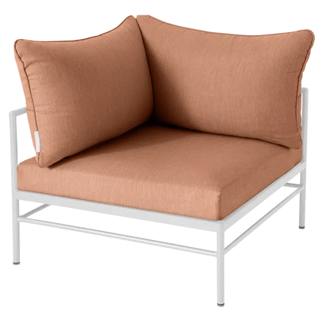 Fermob Rivage Fauteuil d'angle Blanc coton 01 Natté Sunbrella Pêche M0138 