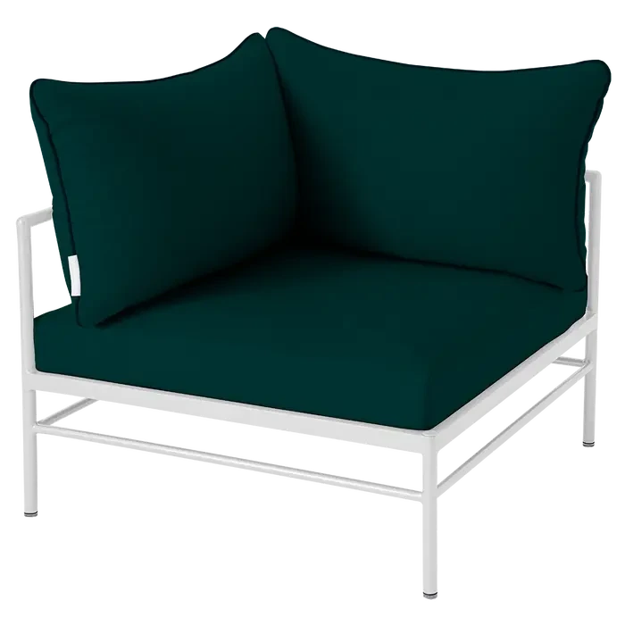 Fermob Rivage Fauteuil d'angle Blanc coton 01 Teint Masse Vert Paon cru M01353 