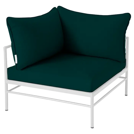Fermob Rivage Fauteuil d'angle Blanc coton 01 Teint Masse Vert Paon cru M01353 