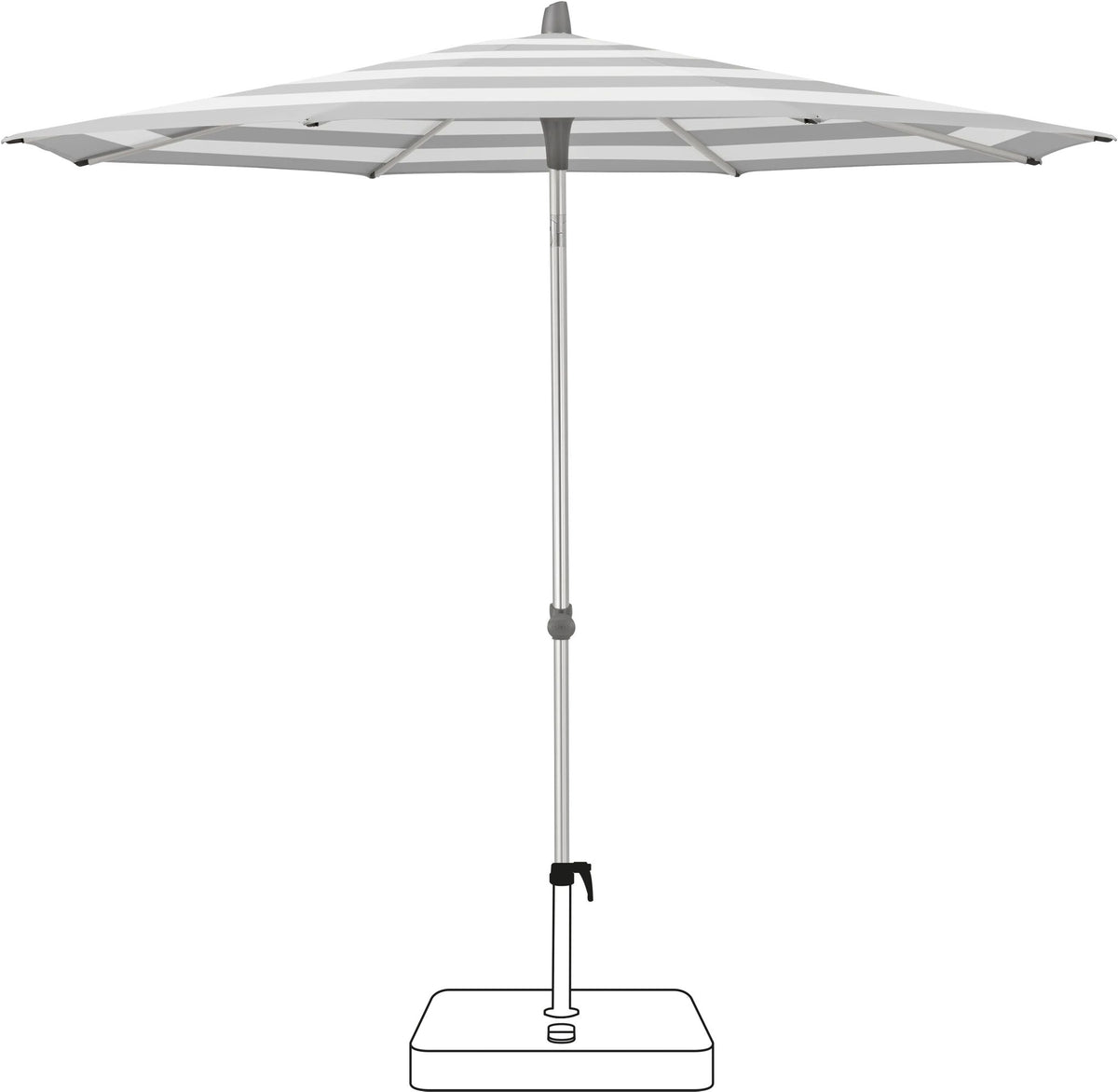 Glatz Parasol ALU-SMART Ø200cm Qualité 5 · 555 Grey Stripe 