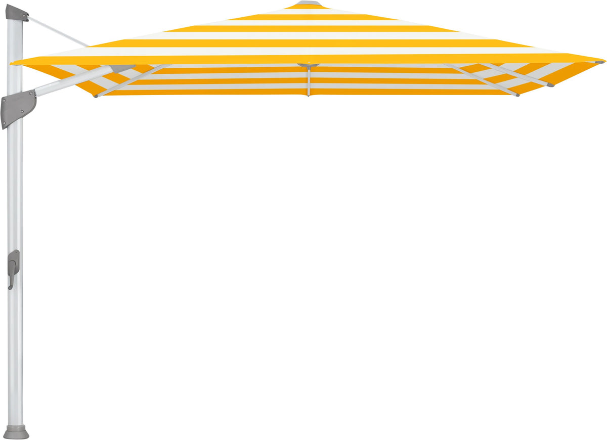 Glatz Parasol FORTANO® 300x300cm Alu naturel eloxé Qualité 5 · 624 Yellow Stripe