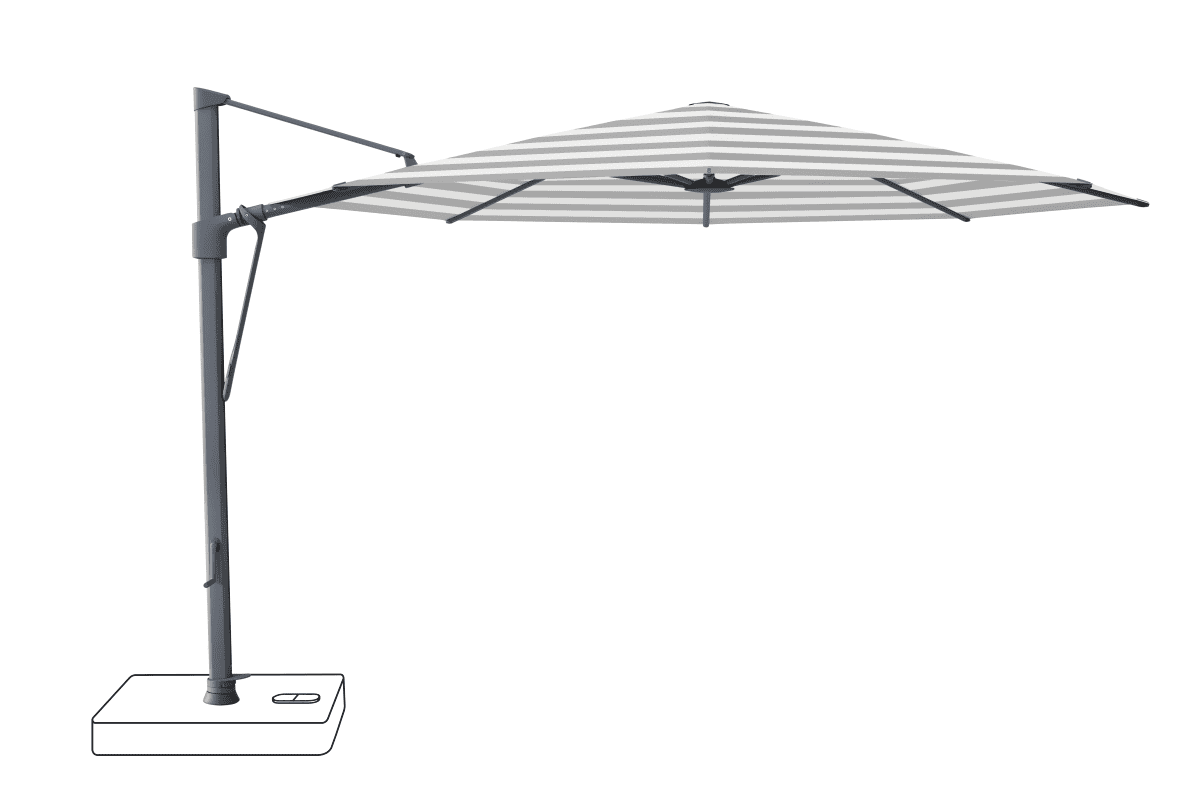 Glatz Parasol VITA® Sfera Ø375cm Qualité 5 · 555 Grey Stripe Alu laqué anthracite