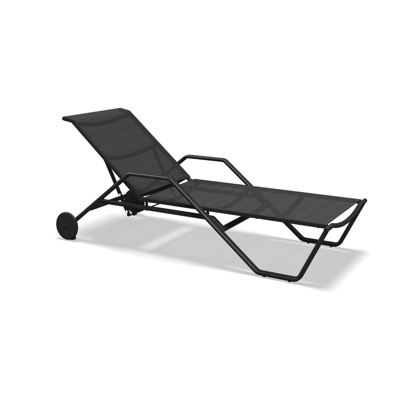 Gloster 180 Chaise longue empilable avec accoudoirs aluminium Meteor / anthracite sling 