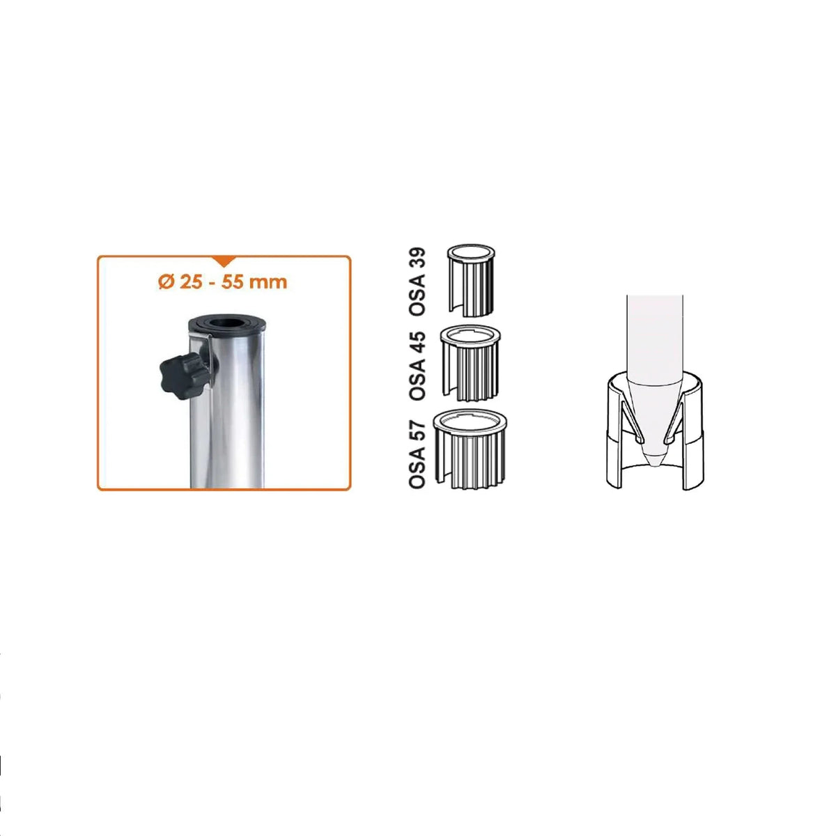 Grosfillex Socle Parasol en béton avec Tube Inox 40kg 