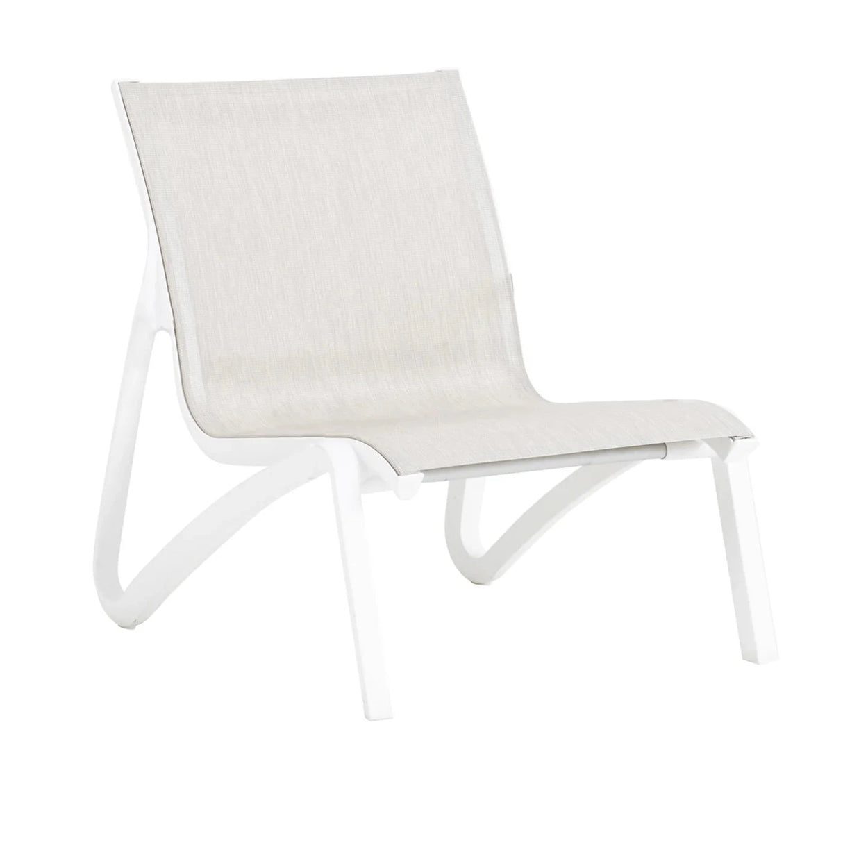 Grosfillex Sunset Fauteuil bas Conversationnel, Accoudoirs non inclus Blanc Glacier / T33 Beige Chiné 