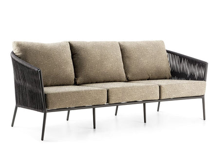 Hunn Kapstadt Canapé 3 places avec Cordes, Coussins inclus Anthracite Havanna Noir 