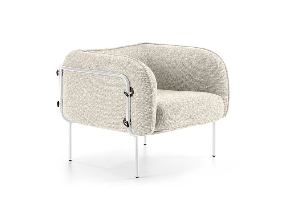 Hunn Lipari Fauteuil Club Lounge Acier Blanc - Polypropylène Star Sable 