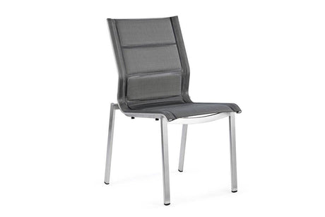 Hunn Porto Inox Chaise repas avec toile double rembourrée Argent 