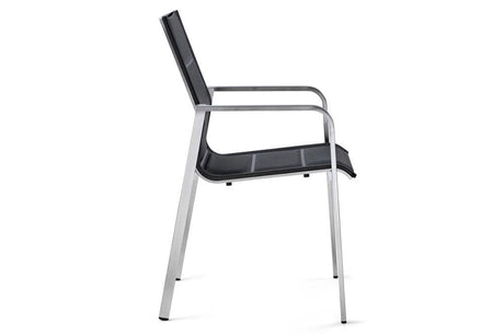 Hunn Porto Inox Fauteuil repas avec toile double rembourrée 