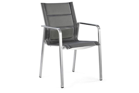 Hunn Porto Inox Fauteuil repas avec toile double rembourrée Argent 