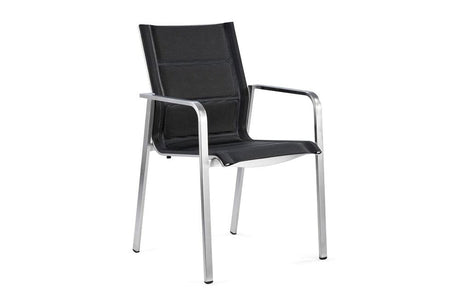 Hunn Porto Inox Fauteuil repas avec toile double rembourrée Noir 